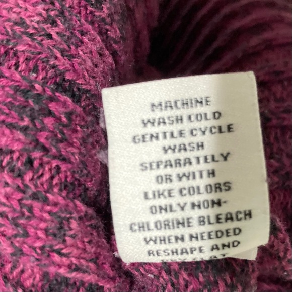 Maroon Purple Black Detail Long Sleeve Round Neck Cotton Sweater Woman's XL - Picture 10 of 13